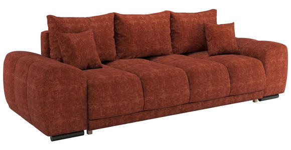 BIGSOFA  in Chenille Terracotta  - Terracotta/Schwarz, KONVENTIONELL, Kunststoff/Textil (266/89/104cm) - Carryhome