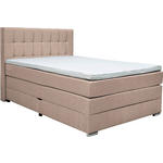 BOXSPRINGBETT 140/200 cm  in Hellbraun  - Hellbraun/Alufarben, KONVENTIONELL, Kunststoff/Textil (140/200cm) - Carryhome