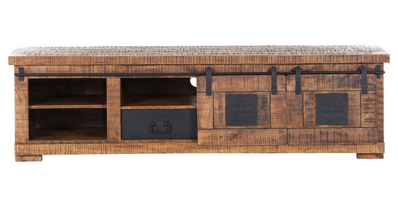 LOWBOARD in 180/50/45 cm - Schwarz/Naturfarben, LIFESTYLE, Holz/Metall (180/50/45cm) - Landscape