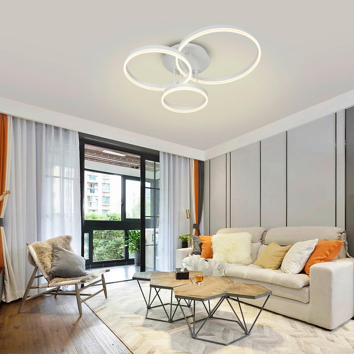 LED-DECKENLEUCHTE 75/38/22,5 cm   - Weiß, Design, Kunststoff/Metall (75/38/22,5cm)