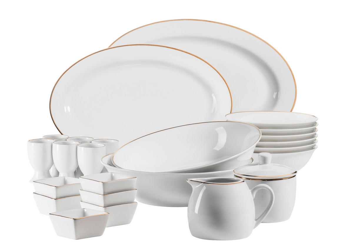KOMBISERVICE Professional Dining 24-teilig  - Goldfarben/Weiß, Basics, Keramik (39/34/28cm) - Mäser