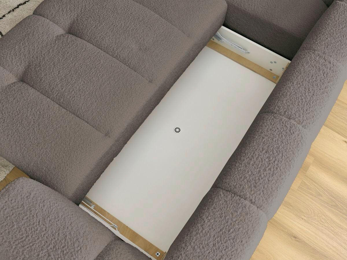 ECKSCHLAFSOFA EVEREST Bouclé Taupe  inkl. Rückenkissen, Schlaffunktion  - Taupe/Schwarz, MODERN, Kunststoff/Textil (204/282cm)