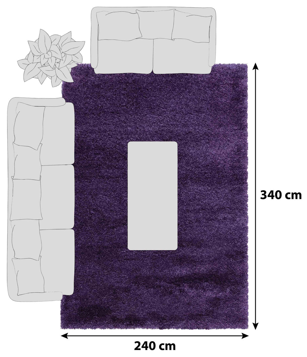 HOCHFLORTEPPICH 240/340 cm Fluffy 3500 Lila Lila  - Lila, Basics, Textil (240/340cm)