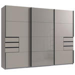 SCHWEBETÜRENSCHRANK 270/208/64 cm 3-türig Sahara, Graphitfarben  - Schwarz/Graphitfarben, Design, Glas/Holzwerkstoff (270/208/64cm) - Carryhome