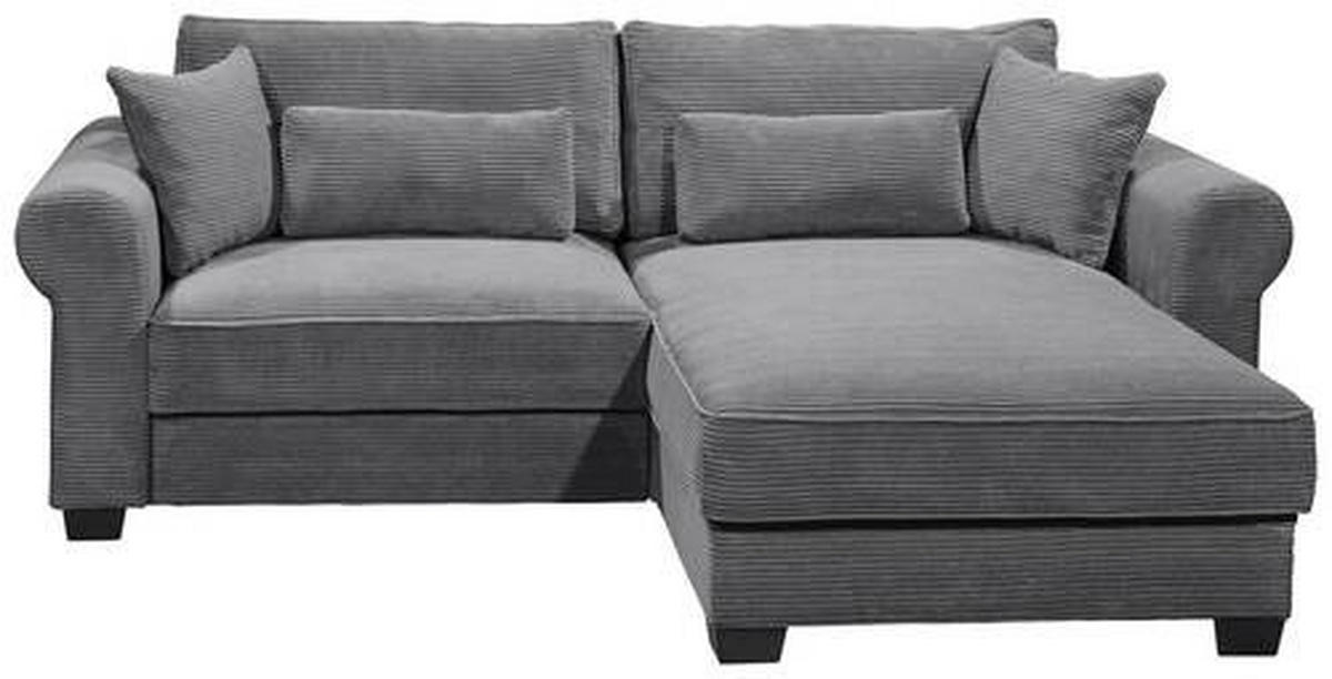 ECKSOFA Anthrazit Cord  - Anthrazit/Schwarz, Basics, Kunststoff/Textil (255/92/185cm) - MID.YOU