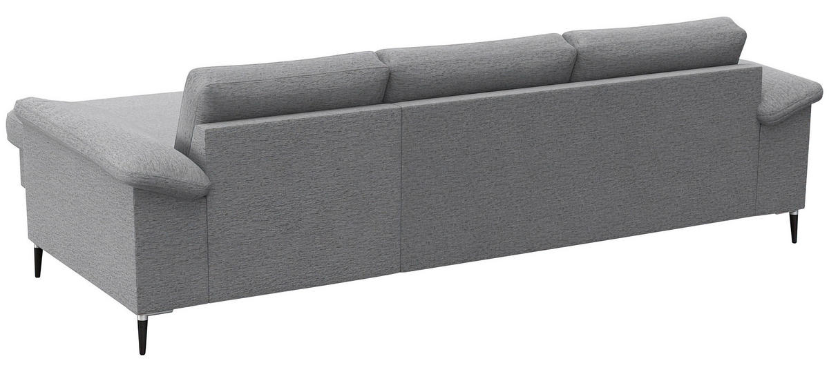 ECKSOFA Hellgrau Flachgewebe  - Hellgrau/Schwarz, Design, Textil/Metall (242/159cm) - Livetastic