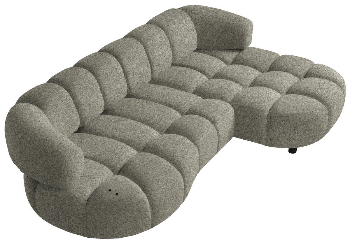 ECKSOFA Beige Webstoff  - Beige/Schwarz, Design, Holz/Textil (284/183cm) - Welnova
