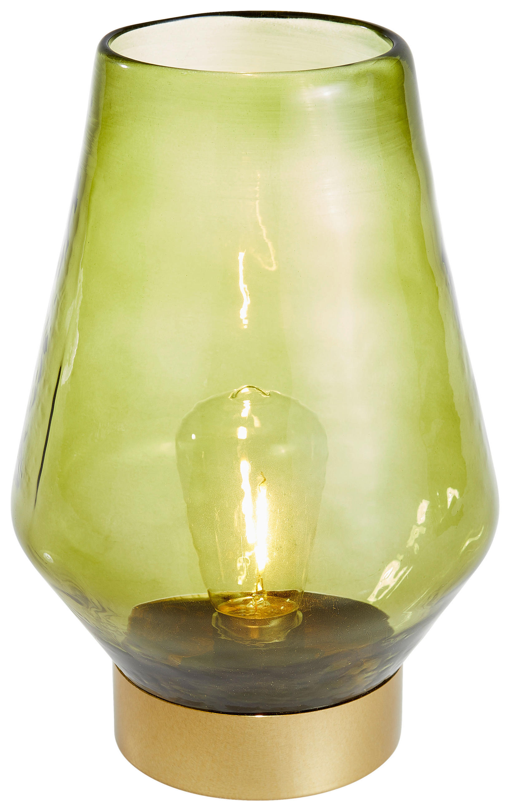 LED-TISCHLEUCHTE - Goldfarben/Grün, Basics, Glas (16/23,5/16cm) - Light & Living