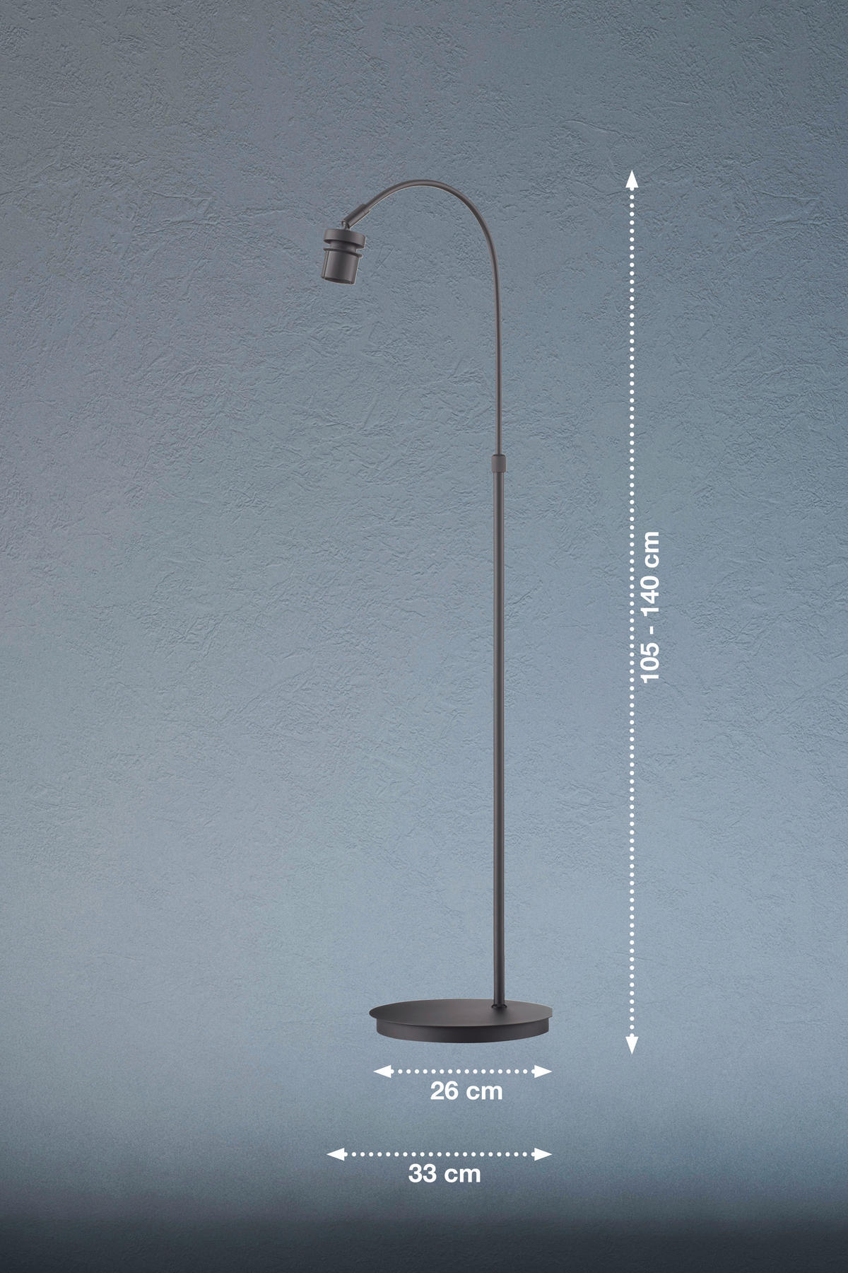 STEHLEUCHTE - Schwarz, Basics, Metall (26-33/105-140cm) - Fischer & Honsel