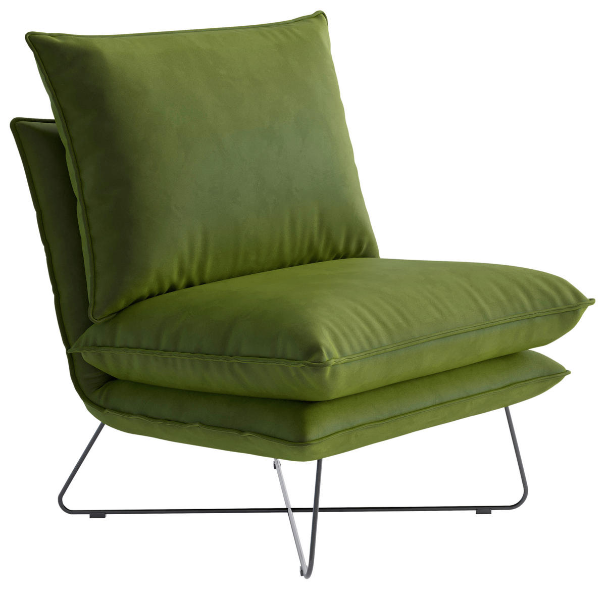 SESSEL in Flachgewebe Grün  - Schwarz/Grün, Design, Textil/Metall (72/84/90cm) - Livetastic