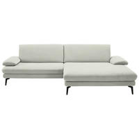 ECKSOFA Chenille, Flachgewebe Weiss  - Weiss/Schwarz, Design, Textil/Metall (284/180cm) - Dieter Knoll