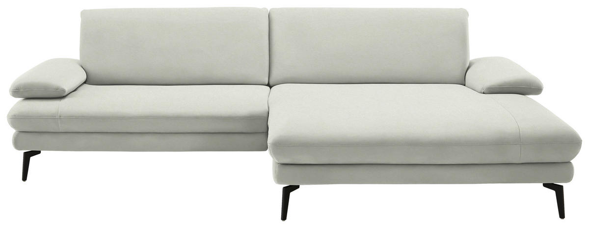 ECKSOFA Chenille, Flachgewebe Weiss  - Weiss/Schwarz, Design, Textil/Metall (284/180cm) - Dieter Knoll