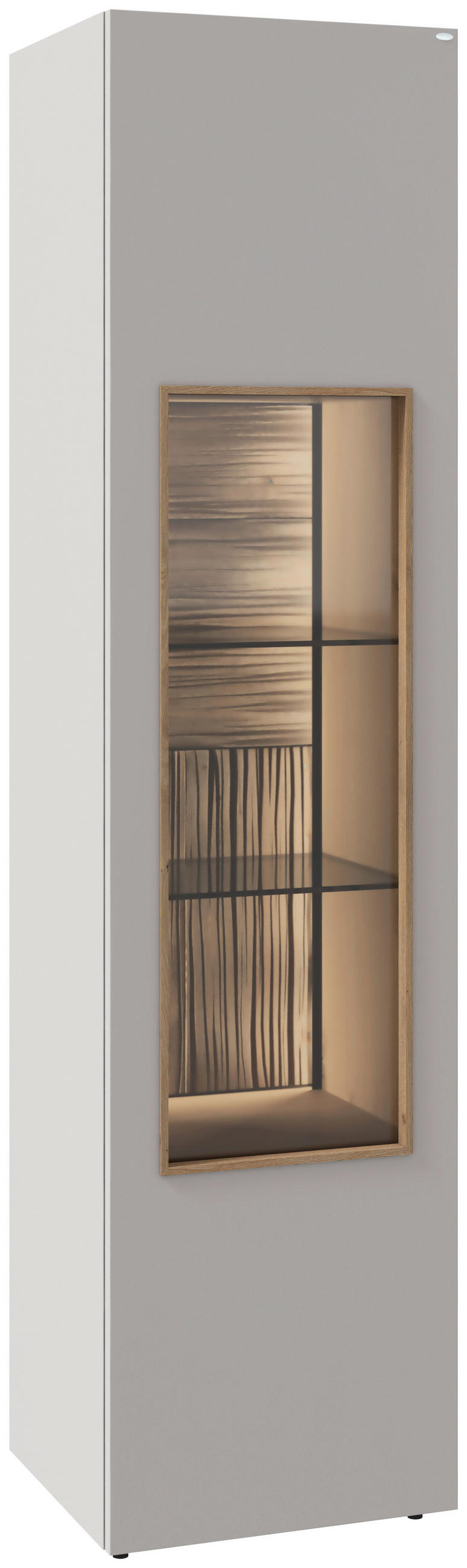 VITRINE Taupe, Wildeiche  47,8/194/42,9 cm  - Taupe/Wildeiche, Design, Glas/Holz (48/194/43cm) - Voglauer