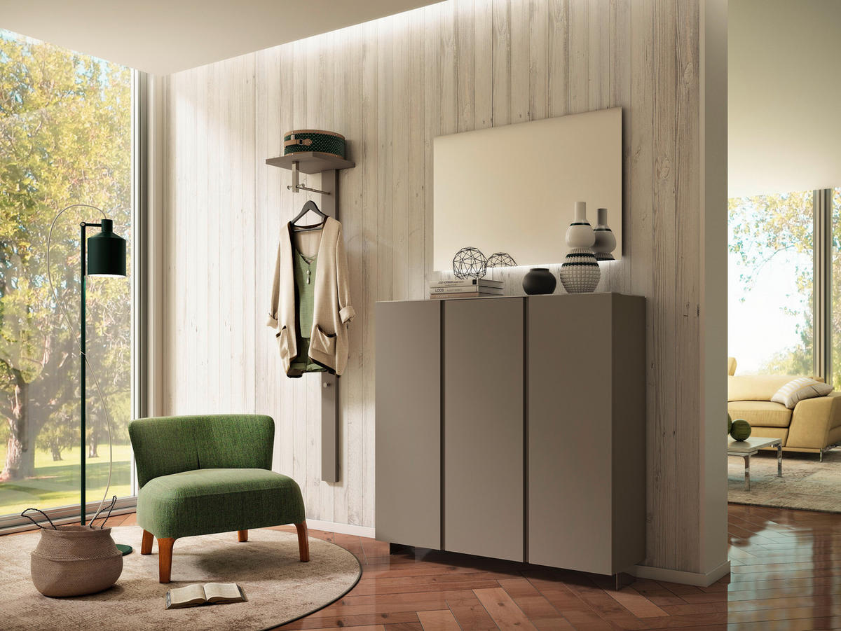 GARDEROBE 3-teilig  in 170/185/33 cm  - Taupe, Design, Glas/Holzwerkstoff (170/185/33cm) - Moderano