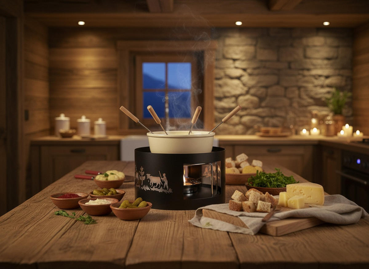 RECHAUD Heidi Cheese Line: Alpen  - Weiss/Schwarz, Basics, Metall (25/25/13,00cm) - Heidi Cheese Line