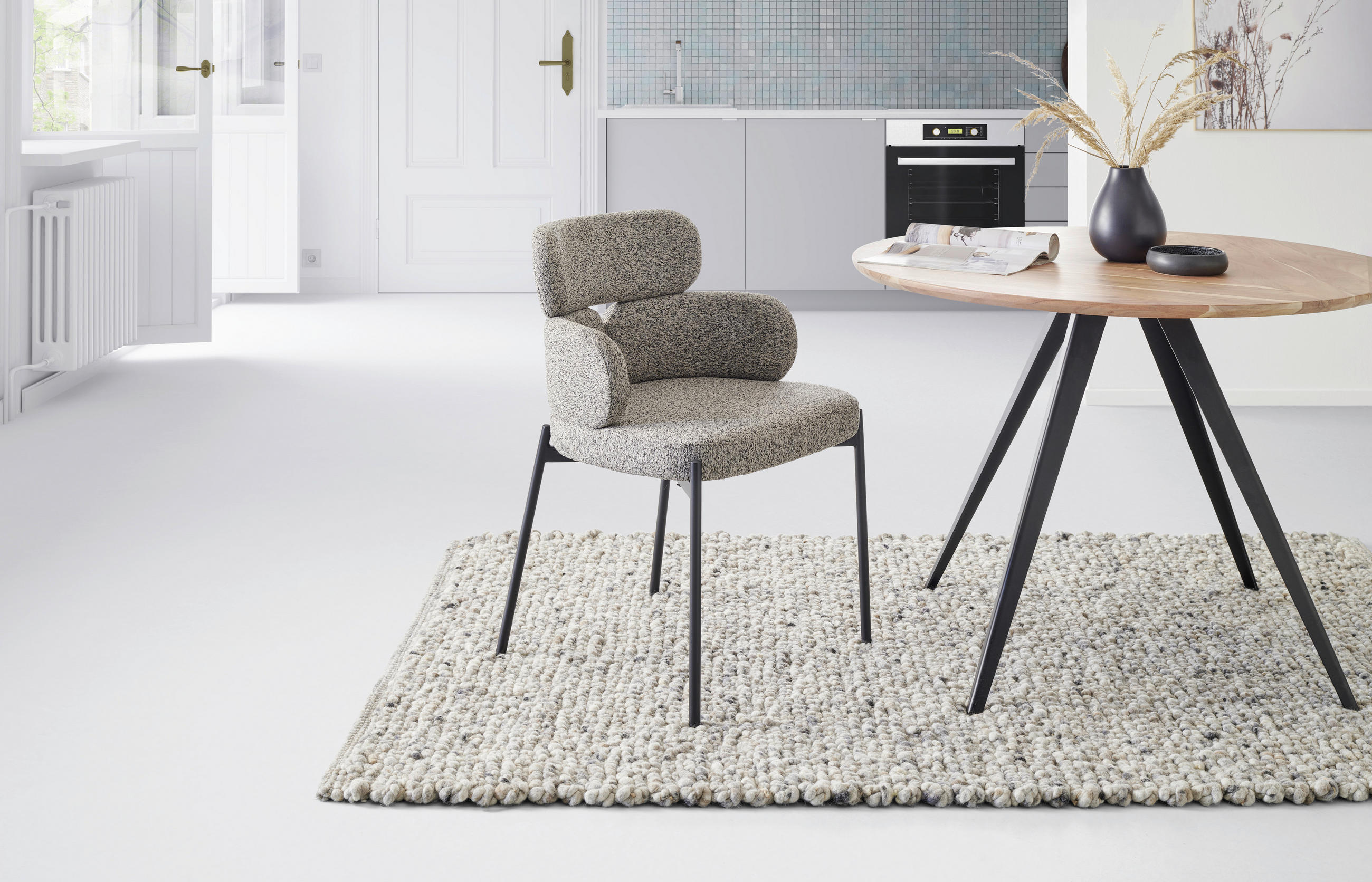 ŽIDLE S PODRUČKAMI, železo, tkaná látka, šedá - šedá/černá, Moderní, kov/textil (52/80/56cm) - MID.YOU