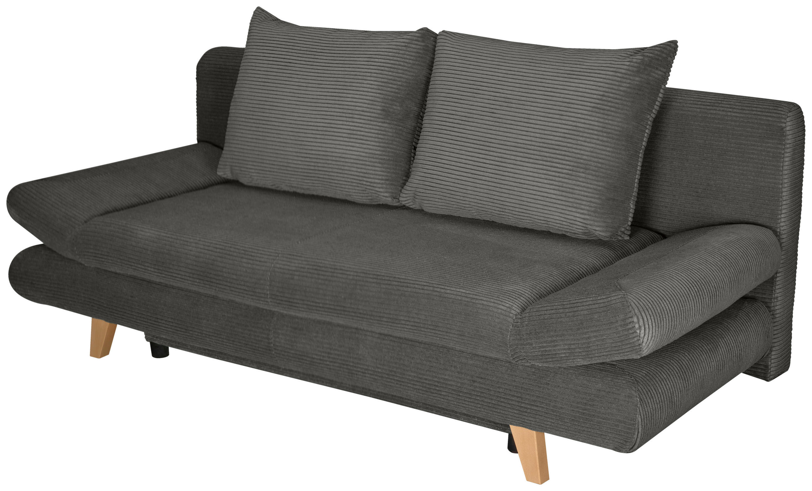 SCHLAFSOFA Cord Grau  - Buchefarben/Grau, KONVENTIONELL, Holz/Textil (200/75/85cm) - Carryhome