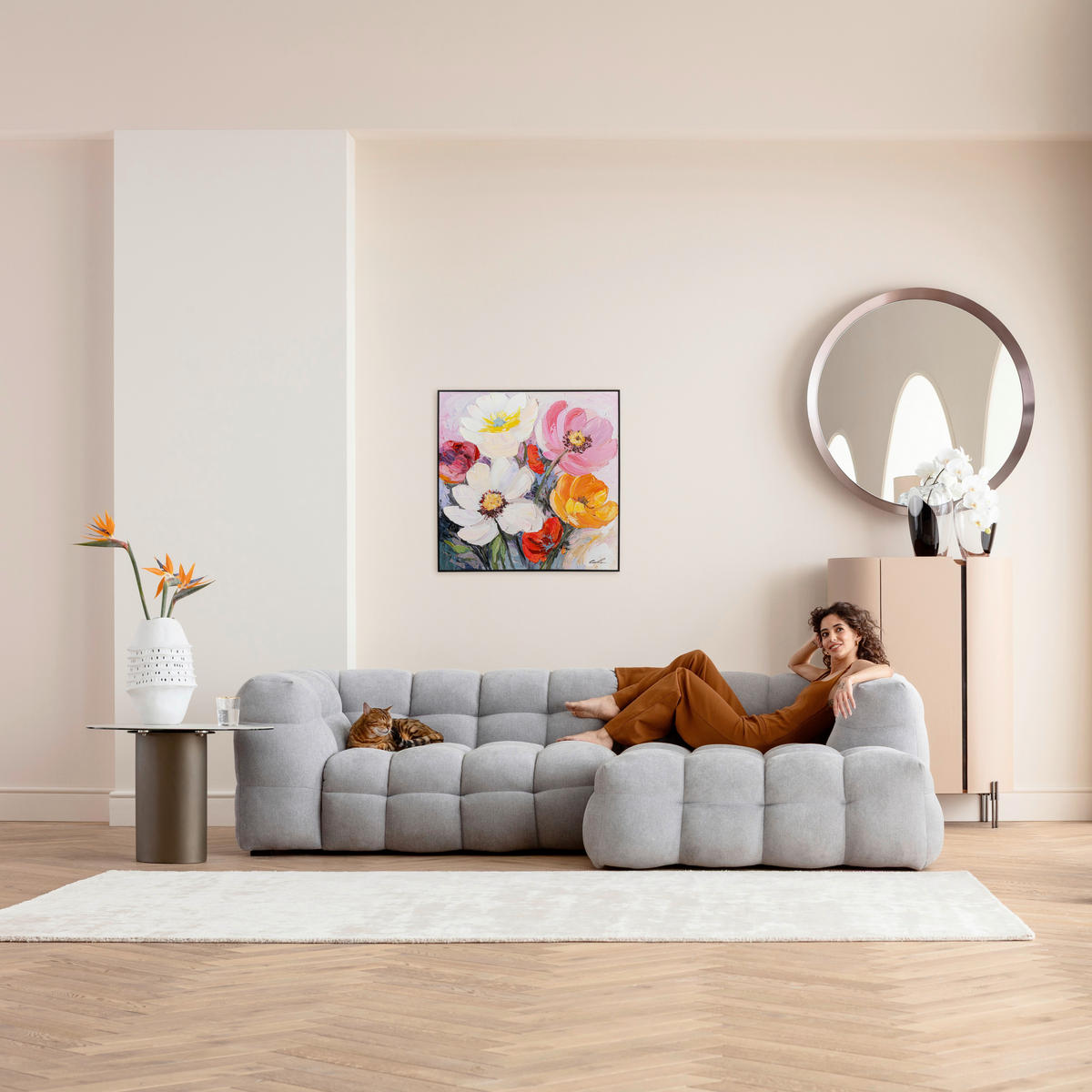 BILD Blumen  - Blau/Gelb, Design, Holz/Papier (80/80cm) - Kare-Design