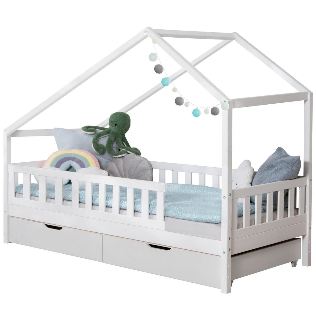 Hausbett Lou Bettschublade Weiß B: 120 Cm