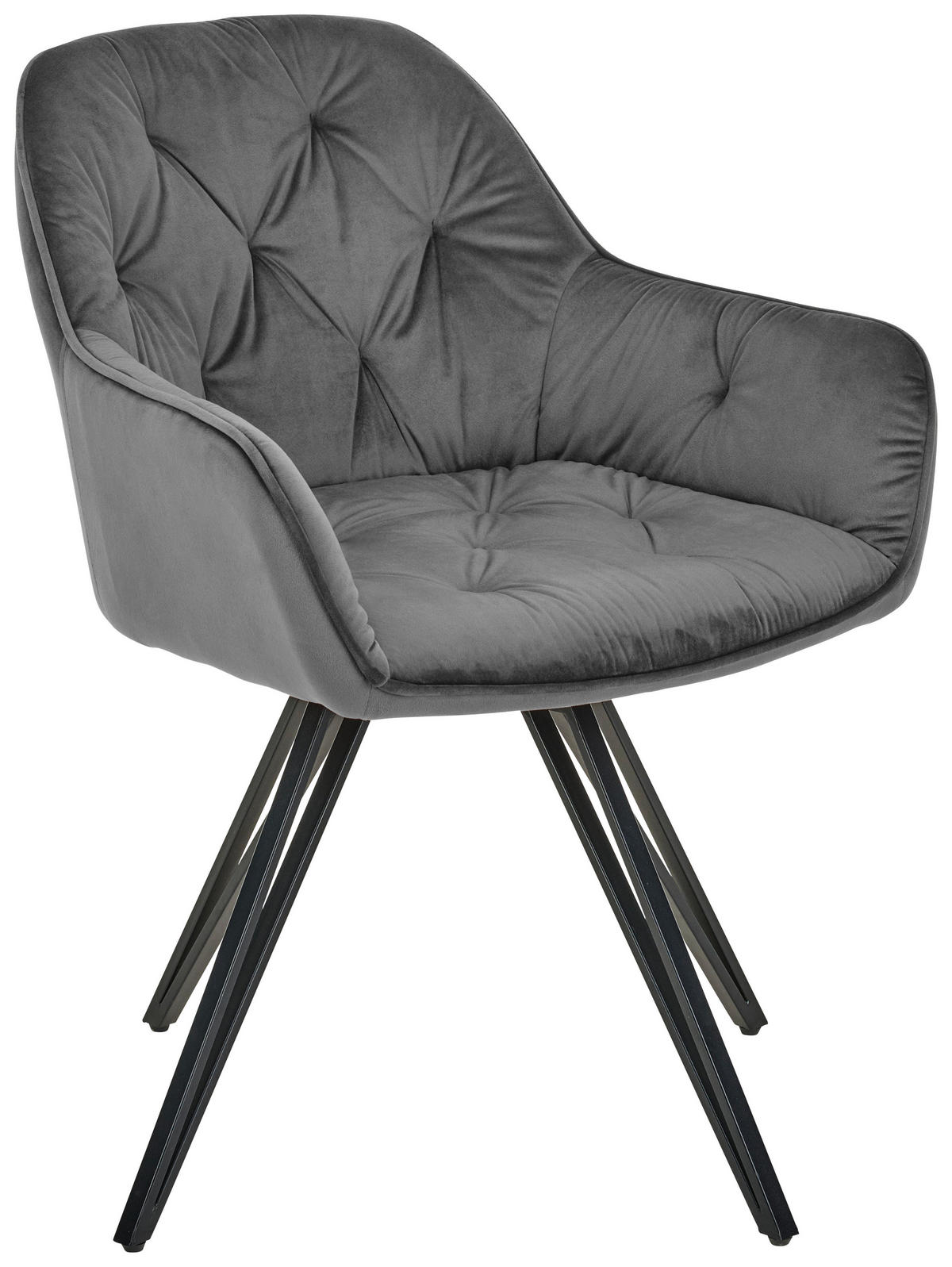 ARMLEHNSTUHL , Sitzfläche 360° drehbar, inklusive Armlehnen , Samt  - Dunkelgrau/Schwarz, LIFESTYLE, Holz/Textil (61/82/62cm) - Livetastic