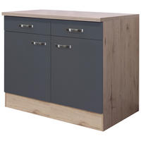 KÜCHENUNTERSCHRANK 100/85/60 cm  in Dunkelgrau, Eiche San Remo  - Edelstahlfarben/Dunkelgrau, MODERN, Holzwerkstoff/Metall (100/85/60cm) - FlexWell