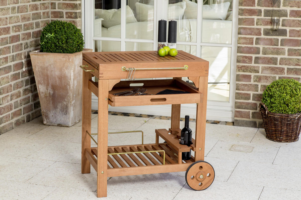 GARTEN-SERVIERWAGEN Holz  - Naturfarben, KONVENTIONELL, Holz/Metall (75/75/84cm) - Gardenson