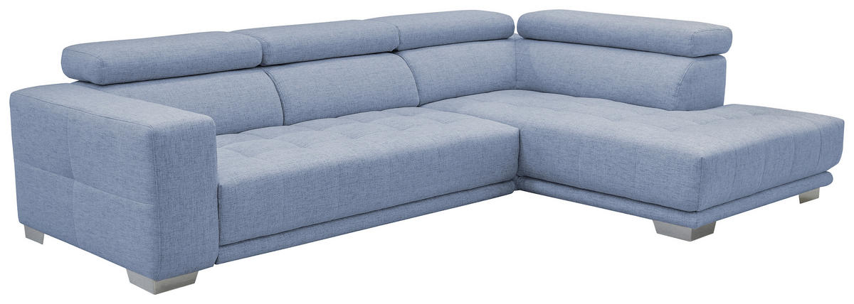 SEDEŽNA GARNITURA, mikrovlakna svetlo modra  - barve kroma/svetlo modra, Design, kovina/tekstil (301/207cm) - Xora