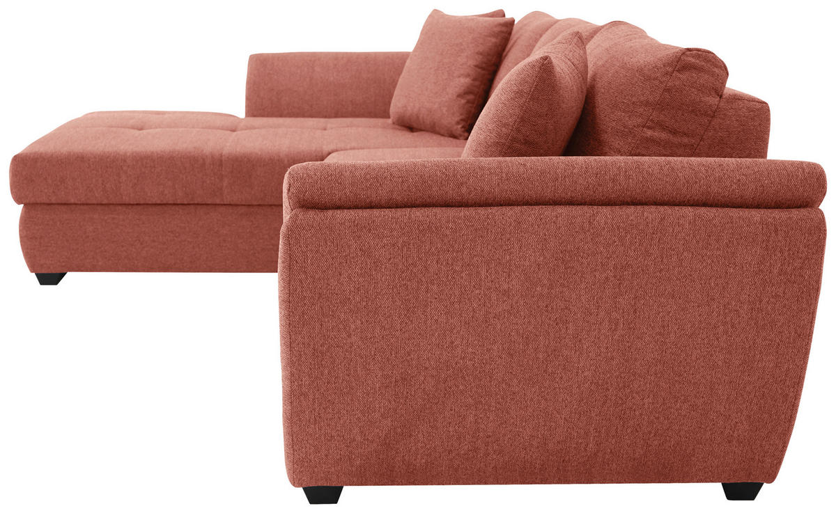 ECKSOFA in Webstoff Koralle  - Koralle/Schwarz, Design, Kunststoff/Textil (187/278cm) - Livetastic