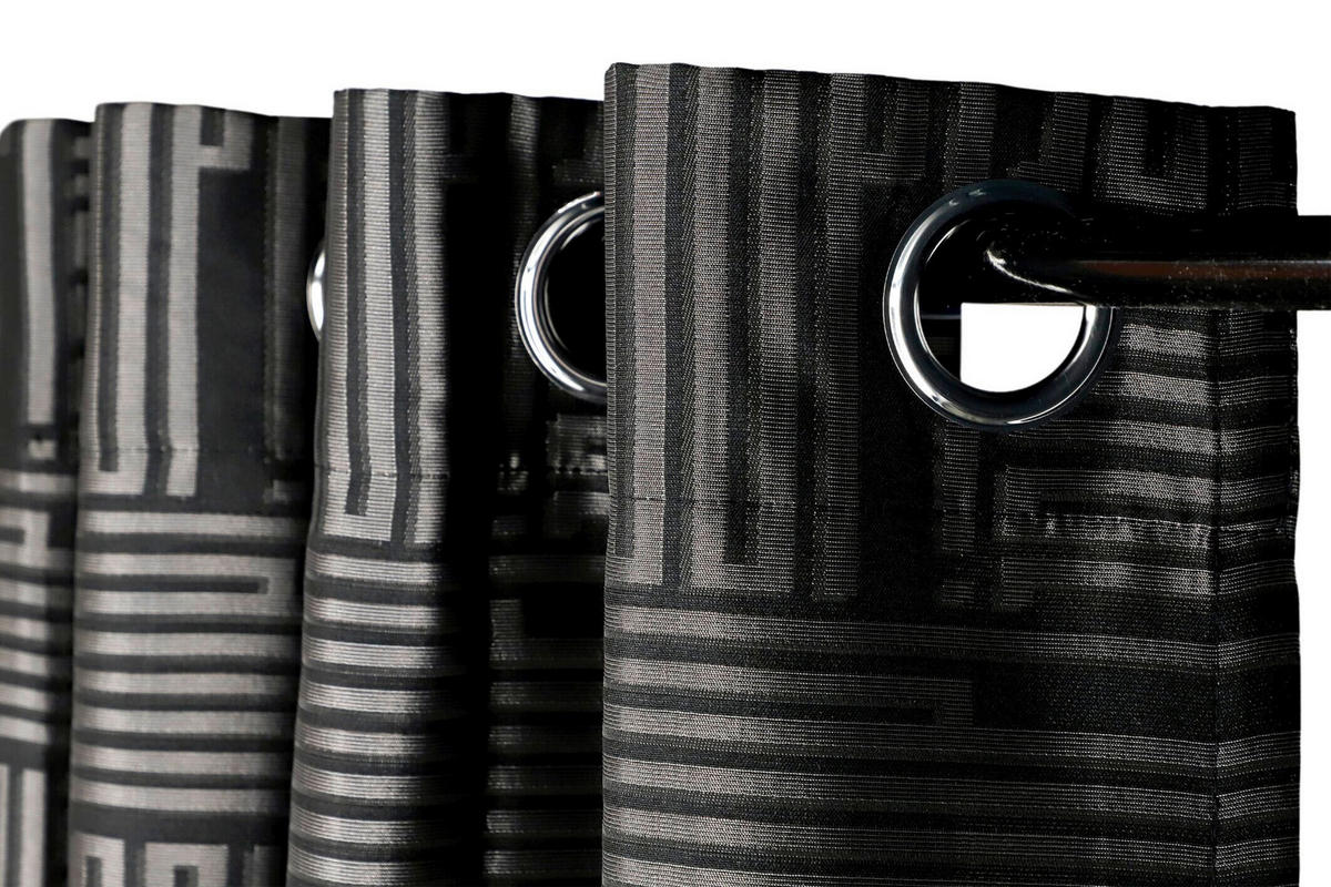 ÖSENSCHAL FINE BARS blickdicht 140/250 cm   - Schwarz, Basics, Textil (140/250cm) - Joop!