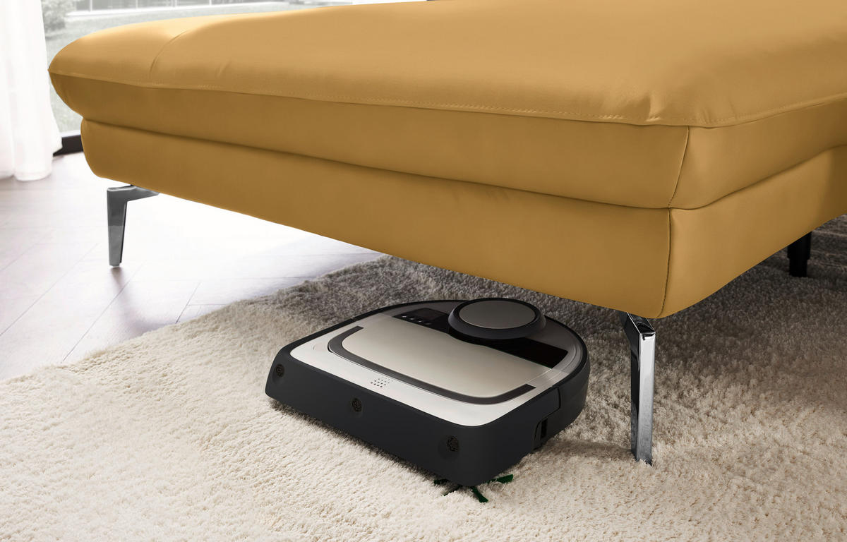 ECKSOFA in Echtleder Gelb  157/325 cm  - Gelb/Schwarz, Design, Leder/Metall (157/325cm) - Dieter Knoll