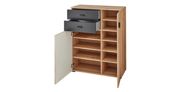 SCHUHSCHRANK in 84/106,2/37,4 cm - Schwarz/Eiche Artisan, Design, Holzwerkstoff/Kunststoff (84/106,2/37,4cm) - Voleo