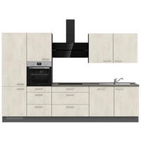 KÜCHENBLOCK 330 cm   in Weiß, Schieferfarben  - Schieferfarben/Edelstahlfarben, MODERN, Holzwerkstoff/Metall (330cm) - Nobilia