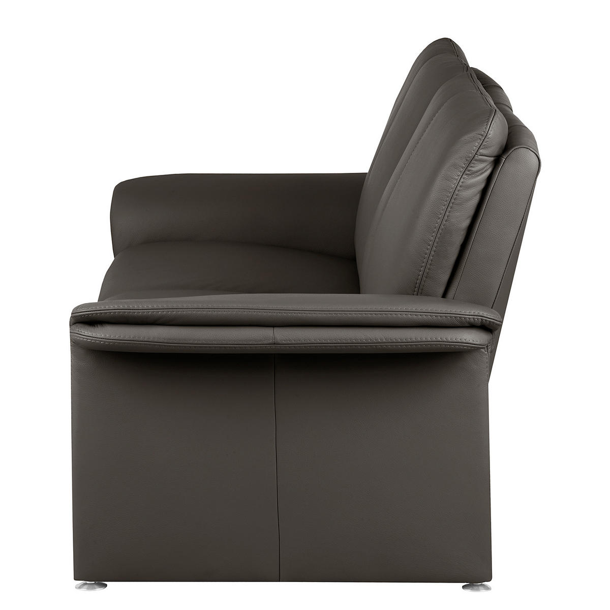 2-SITZER-SOFA Dunkelbraun Echtleder  - Dunkelbraun/Silberfarben, Design, Leder/Metall (164/90/88cm) - Livetastic