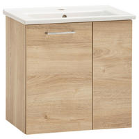 WASCHTISCHKOMBI 55 cm  - Chromfarben/Eichefarben, MODERN, Keramik/Holzwerkstoff (55cm) - Stylife