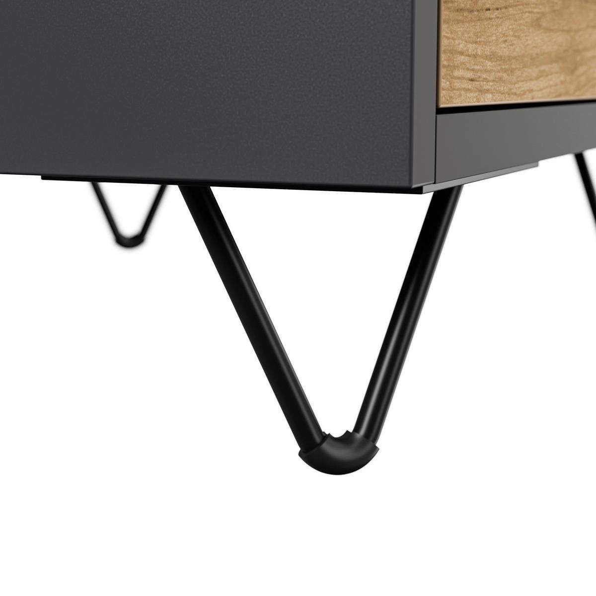 NACHTTISCH 51,2/65/42 cm  in Graphitfarben, Eichefarben  - Eichefarben/Graphitfarben, Basics, Holzwerkstoff/Metall (51,2/65/42cm) - MID.YOU