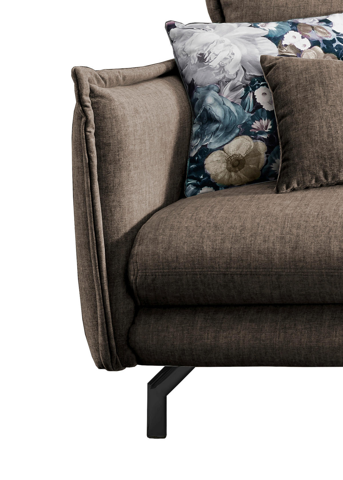 ECKSOFA Braun Velours  - Türkis/Schwarz, MODERN, Textil/Metall (255/180cm) - Livetastic