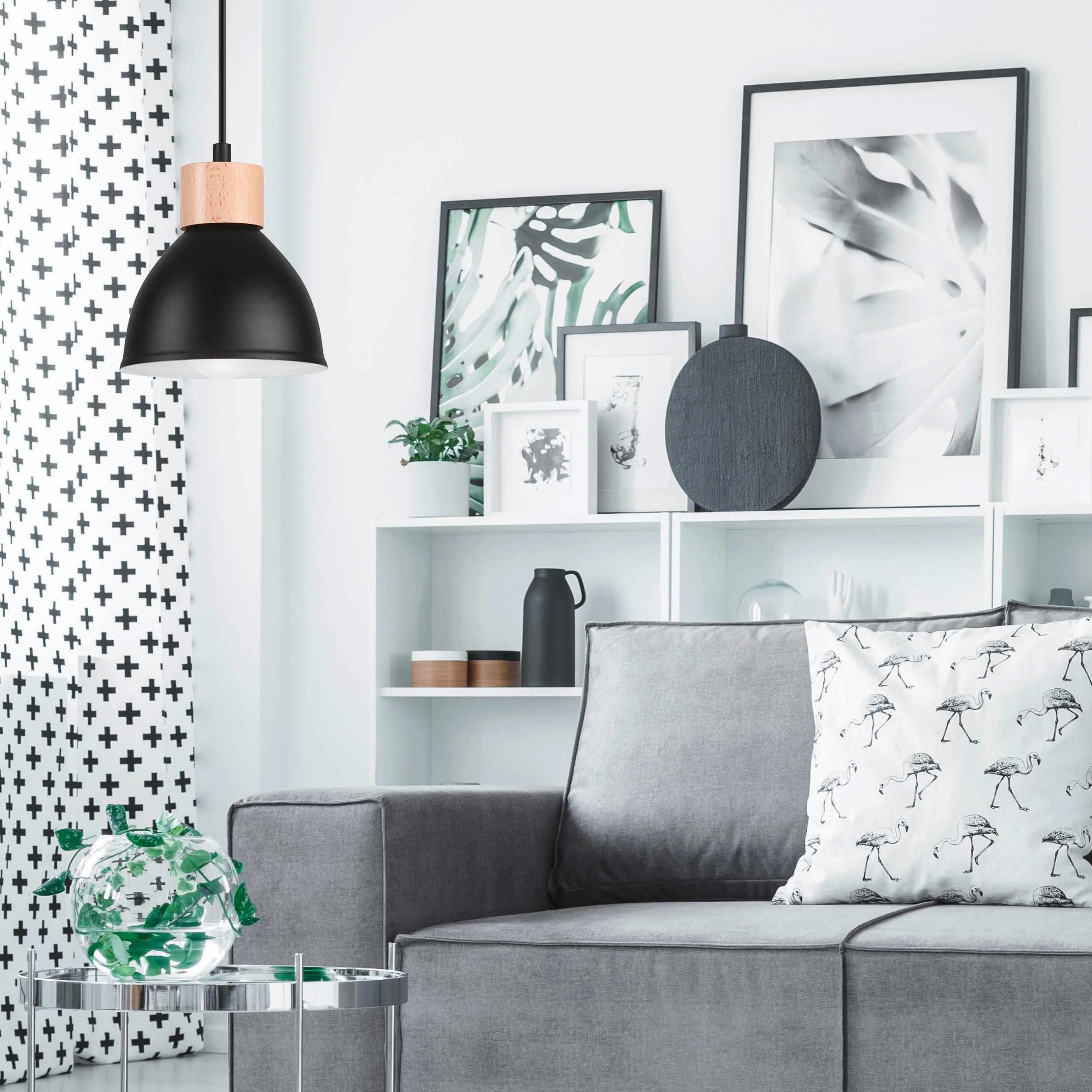 HÄNGELEUCHTE Nico 108/8/15 cm   - Schwarz Hochglanz, KONVENTIONELL, Metall (108/8/15cm)