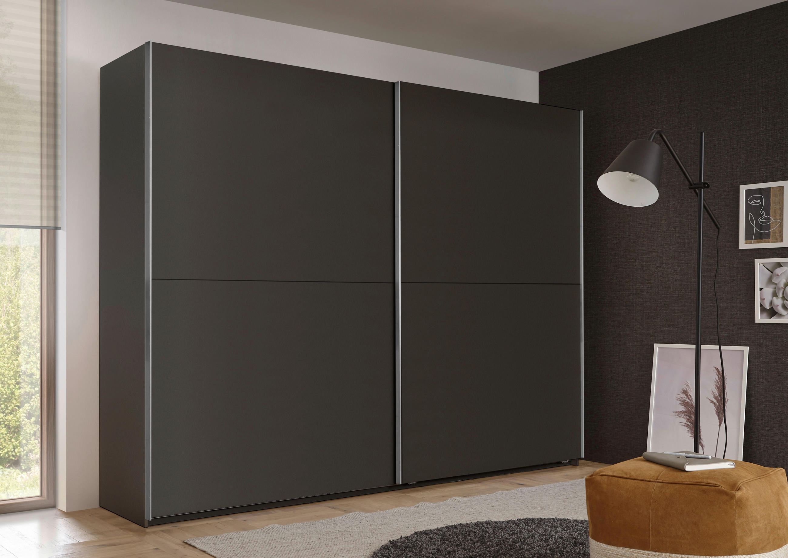 SCHWEBETÜRENSCHRANK 270/210/60 cm 2-türig Graphitfarben  - Graphitfarben/Alufarben, MODERN, Holzwerkstoff/Metall (270/210/60cm) - Livetastic