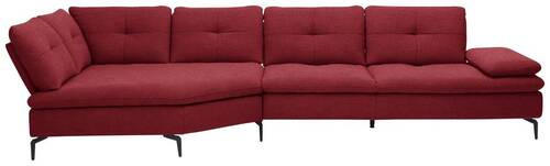 ECKSOFA in Flachgewebe Bordeaux  - Bordeaux/Schwarz, Design, Textil/Metall (157/344cm) - Chilliano