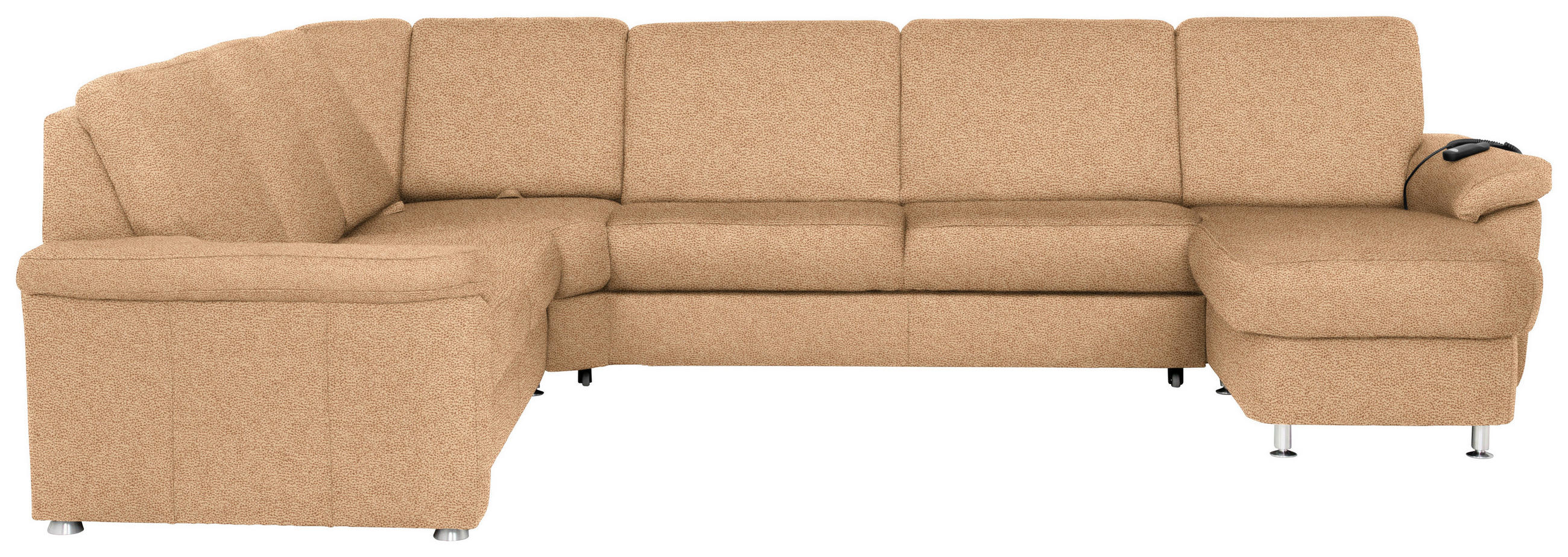 WOHNLANDSCHAFT in Flachgewebe Hellbraun  - Chromfarben/Hellbraun, Konventionell, Textil/Metall (240/330/163cm) - Beldomo System
