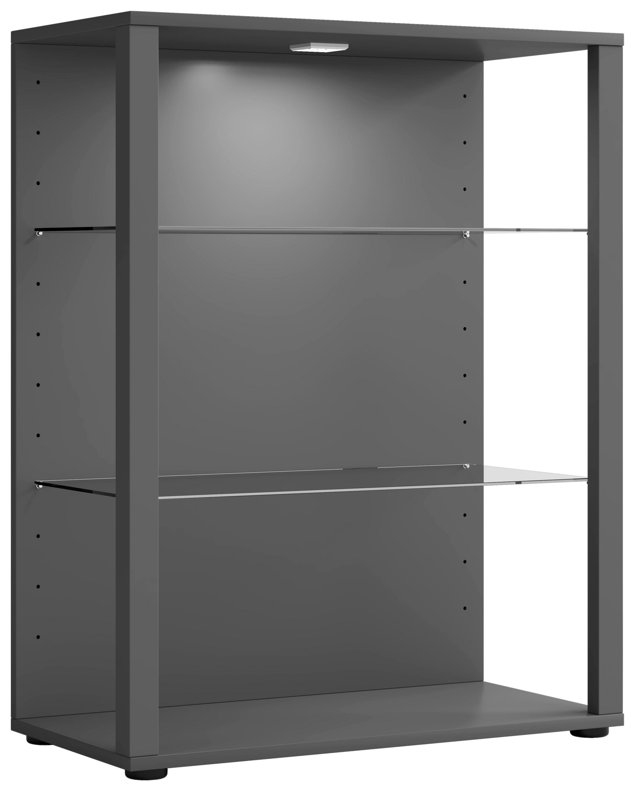 VITRINE in Anthrazit - Anthrazit/Schwarz, Modern, Glas/Holzwerkstoff (70/90/35cm) - MID.YOU
