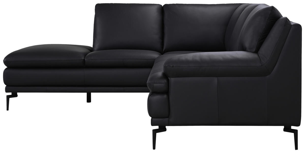 ECKSOFA Schwarz Echtleder  - Schwarz, Design, Leder (221/248cm) - MID.YOU