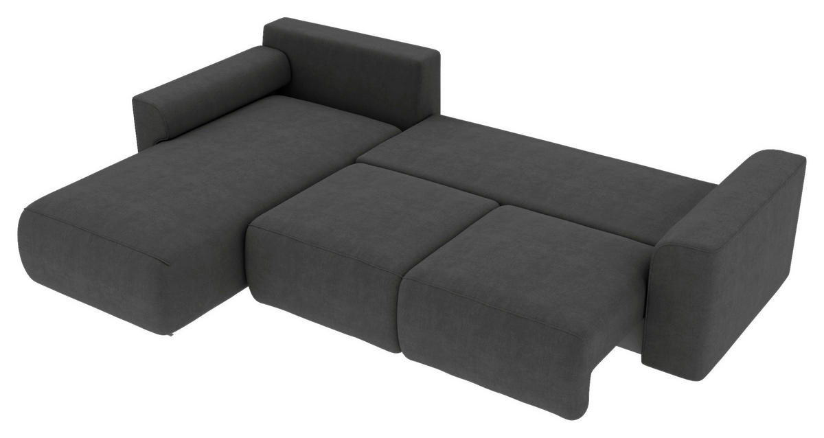 ECKSOFA in Velours Dunkelgrau  195/293 cm  - Chromfarben/Dunkelgrau, KONVENTIONELL, Kunststoff/Textil (195/293cm) - Carryhome