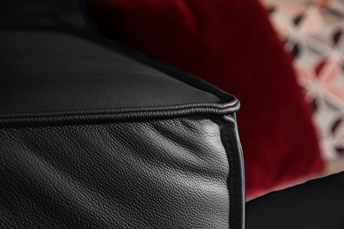 HOCKER in Leder Schwarz  - Schwarz, Modern, Leder/Kunststoff (120/39/60cm) - W.Schillig