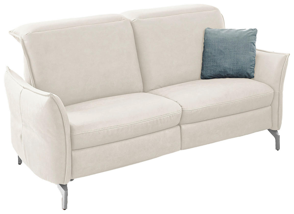 2-SITZER-SOFA in Lederlook (vegan) Hellgrau  - Hellgrau/Nickelfarben, Modern, Textil/Metall (154/89/109cm) - Livetastic
