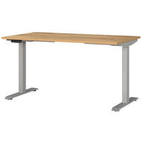 SCHREIBTISCH 140/80/72-118 cm  in Silberfarben, Eichefarben  - Eichefarben/Silberfarben, MODERN, Holzwerkstoff/Metall (140/80/72-118cm) - Novel