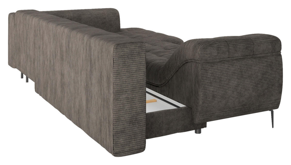 ECKSOFA Braun Cord  - Schwarz/Braun, Design, Kunststoff/Textil (177/276cm) - MID.YOU