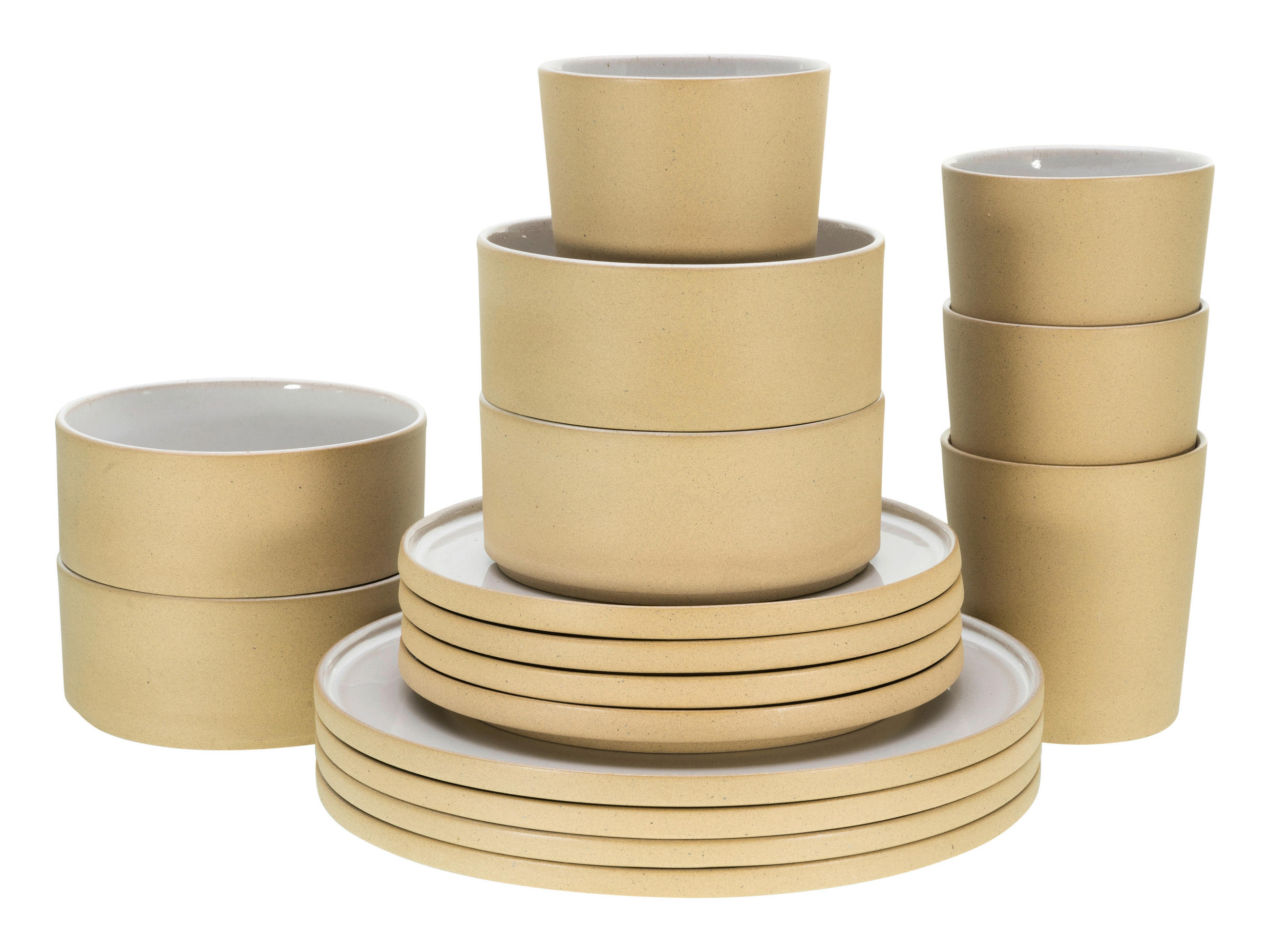 KOMBISERVICE Weiß, Sandfarben 16-teilig 4 Personen  - Sandfarben/Weiß, Trend, Keramik - Creatable