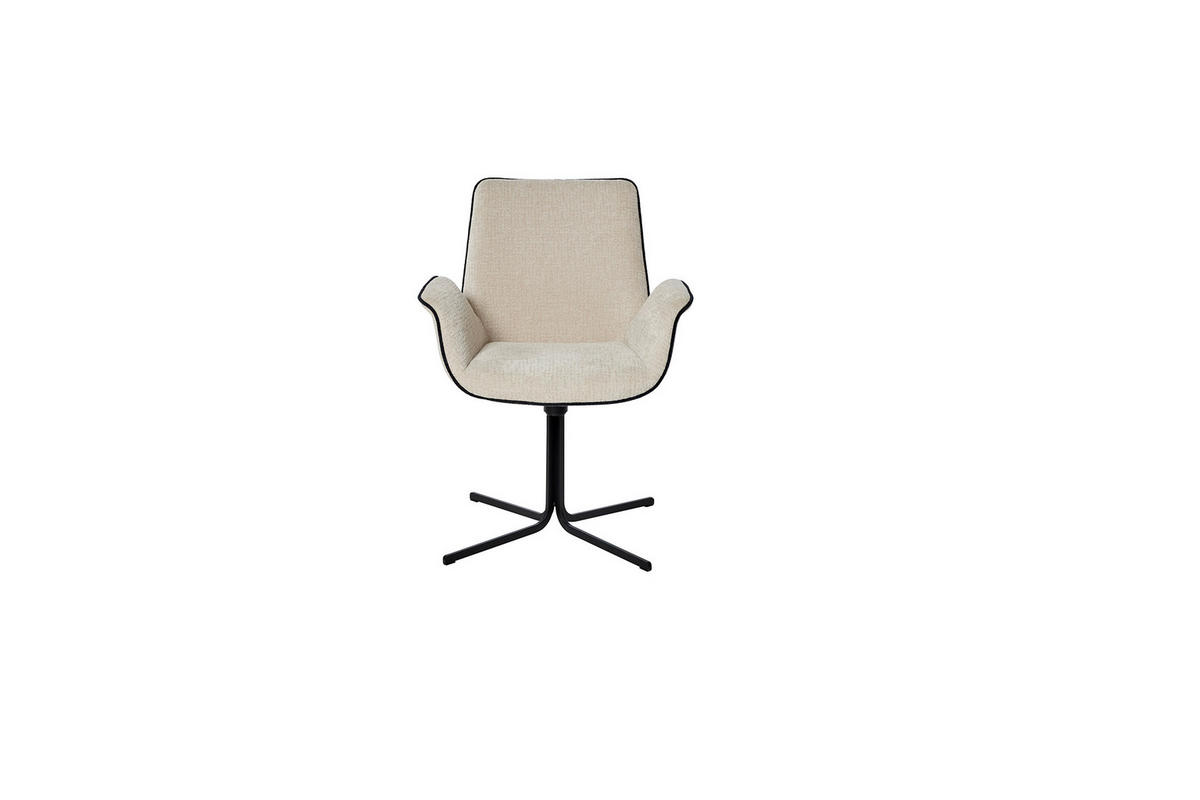 ARMLEHNSTUHL  Sitzfläche 360° drehbar, inklusive Armlehnen Bouclé  Schwarz, Champagner  - Champagner/Schwarz, MODERN, Holz/Textil (65/85/63cm) - MID.YOU