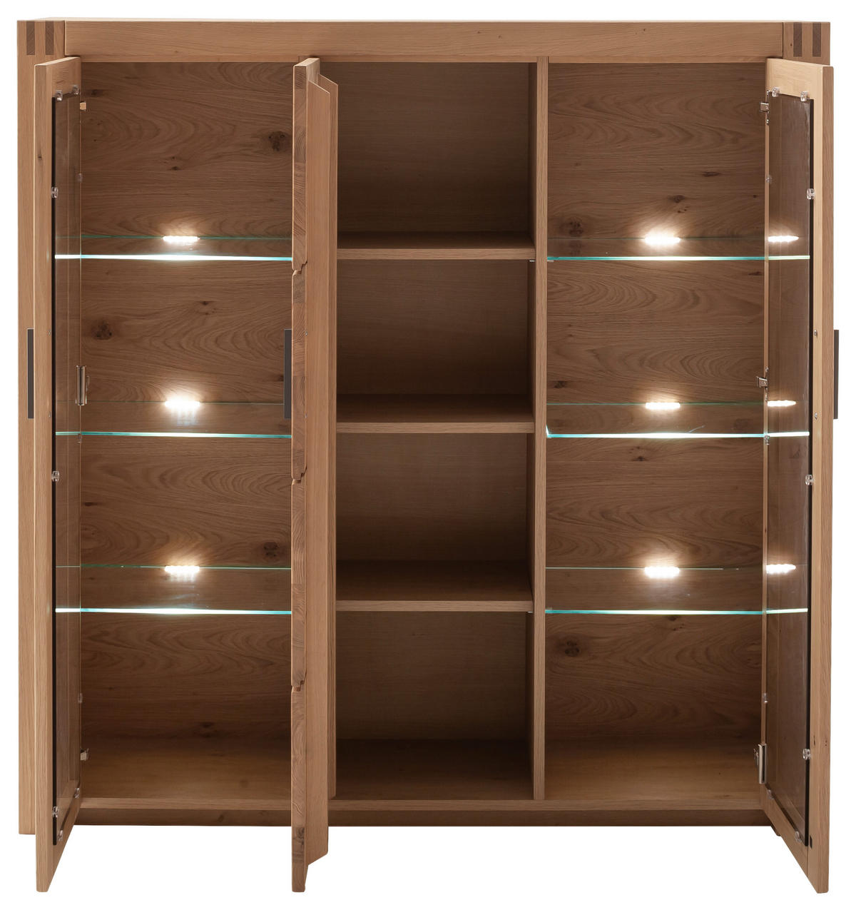 HIGHBOARD  in 137/139/37 cm  - Eichefarben/Anthrazit, Design, Glas/Holz (137/139/37cm) - Livetastic